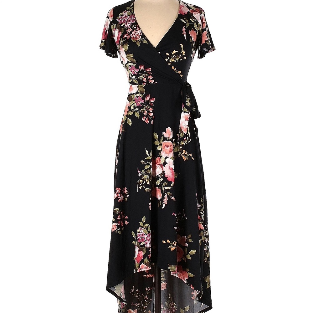 Fortune + Ivy Brushed Knit Maxi Dress Tie-Waist
